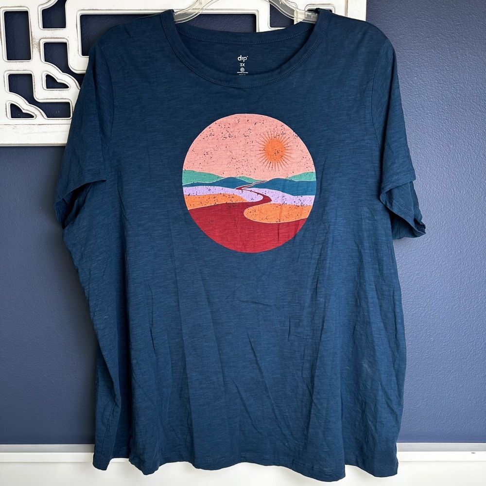 dip Blue Graphic Short Sleeve Tee 3X